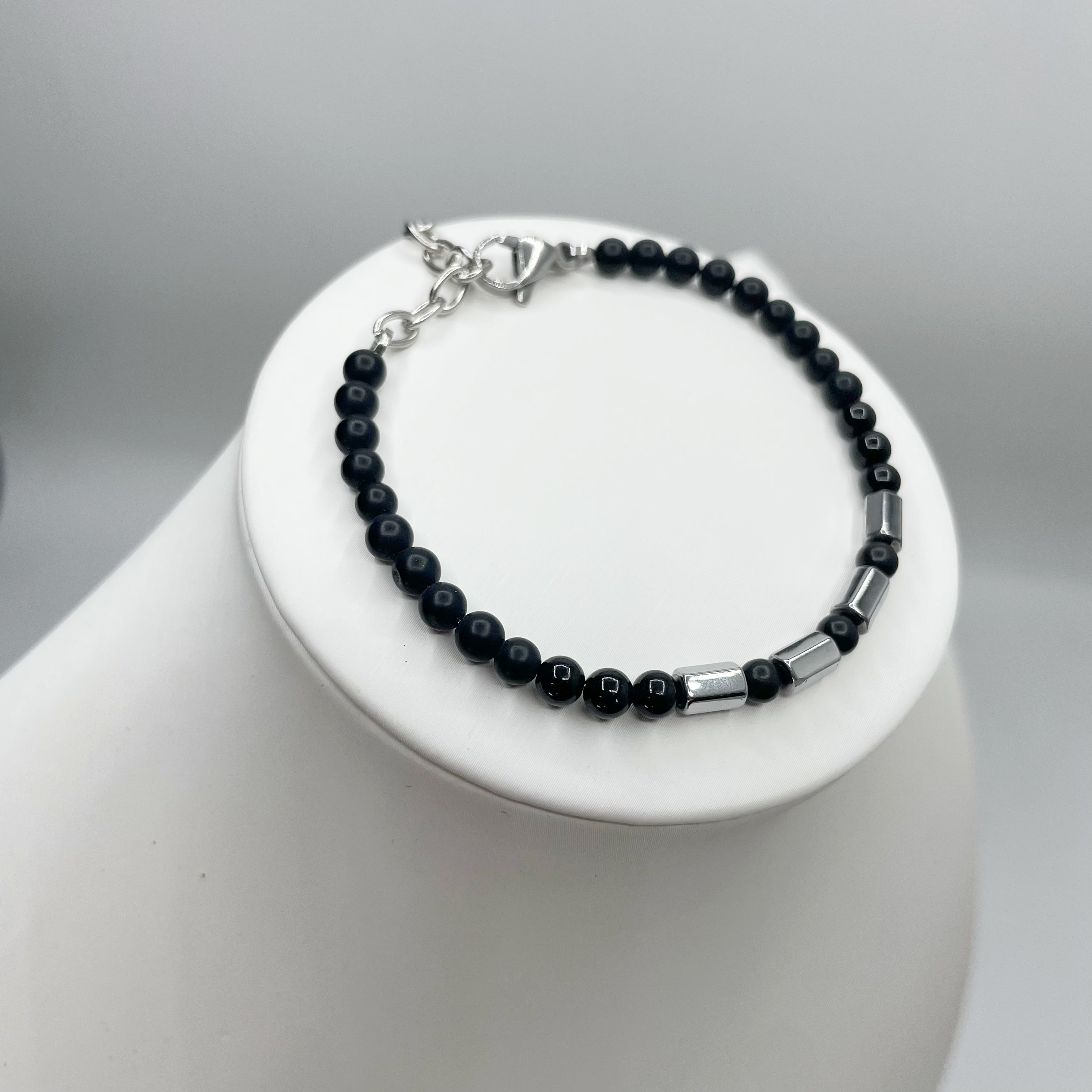 Bracciale Protection Unisex Silver - Tormalina, Onice, Shungite e Ematite