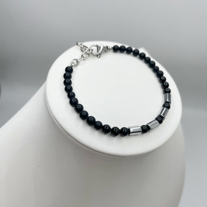 Bracciale Protection Unisex Silver - Tormalina, Onice, Shungite e Ematite