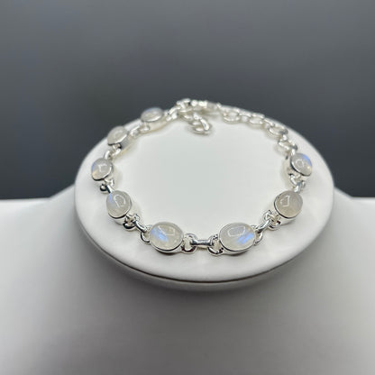 Bracciale Labradorite Bianca e Argento 925 - ovale