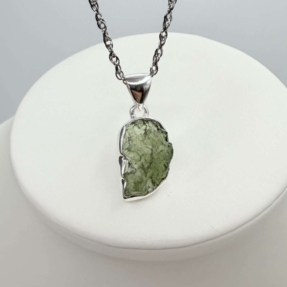 Ciondolo Moldavite Grezza - Argento 925
