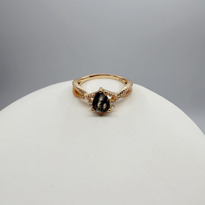 Doppio Anello Agata Muschiata GOLD | Argento 925 placcato oro 14k - NON REGOLABILE