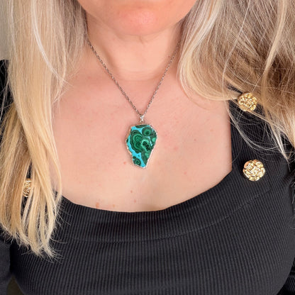Ciondolo Malachite e Crisocolla Argento 925