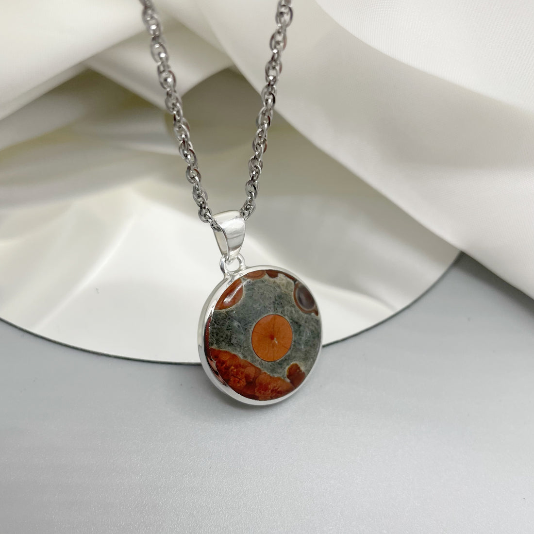 Ciondolo Ossidiana Peanut Tondo - Argento 925