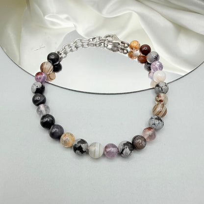 Bracciale Amuleto Specchio | Super Seven, Occhio di Shiva, Ossidiana Fiocco di Neve - LIMITED EDITION