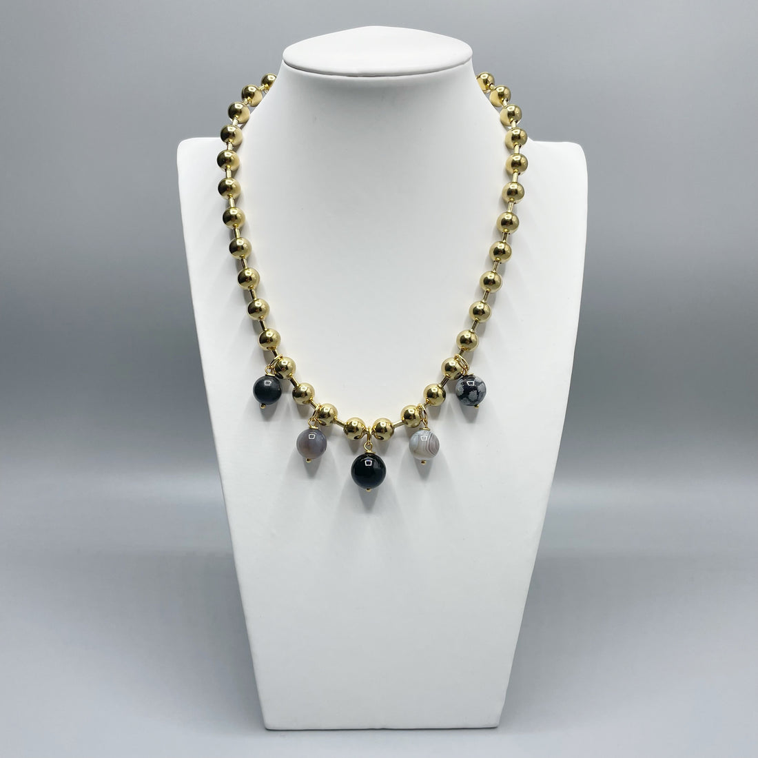 Girocollo Cerchio Protettivo Gold - Occhio di Shiva, Shungite, Ossidiana, Onice