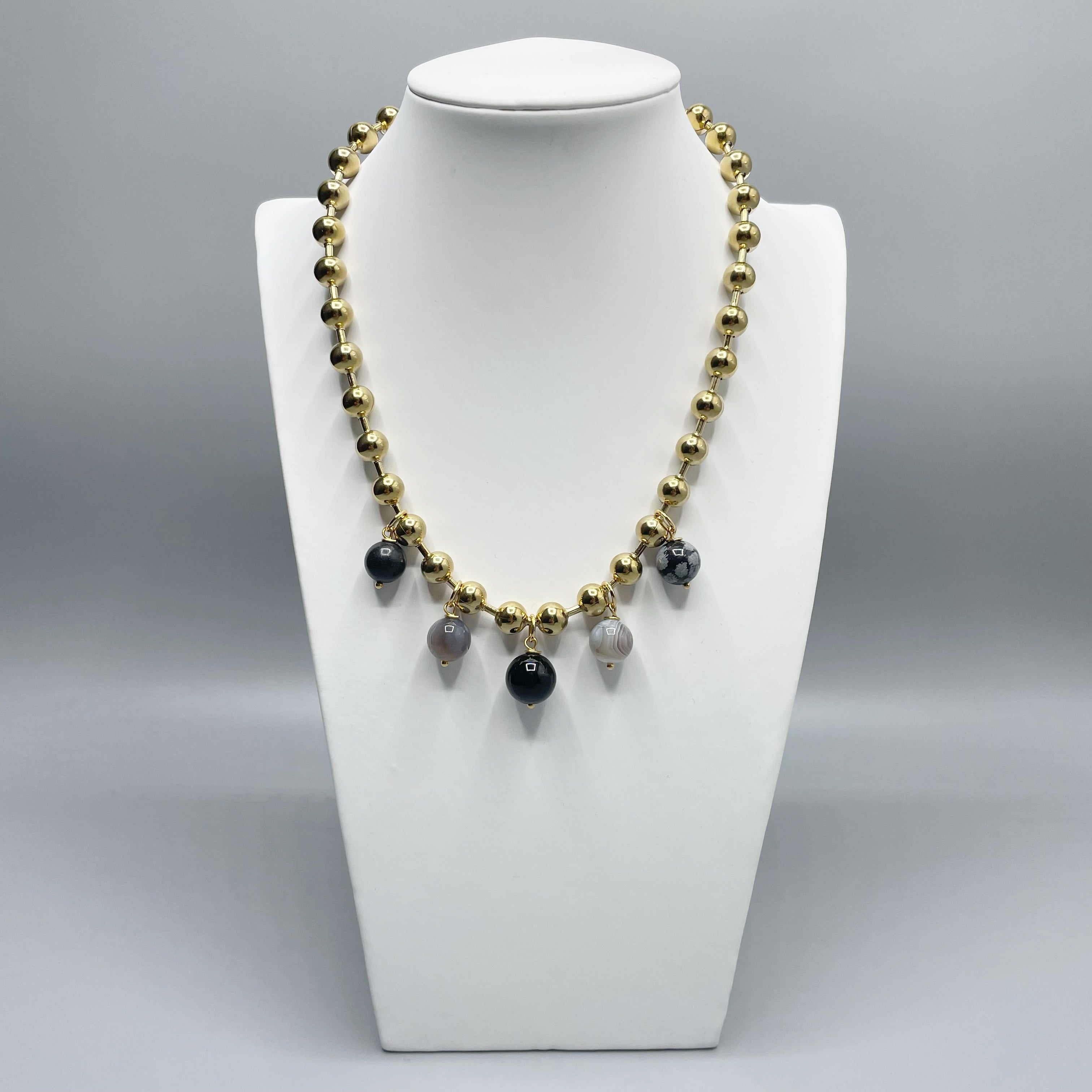 Girocollo Cerchio Protettivo Gold - Occhio di Shiva, Shungite, Ossidiana, Onice