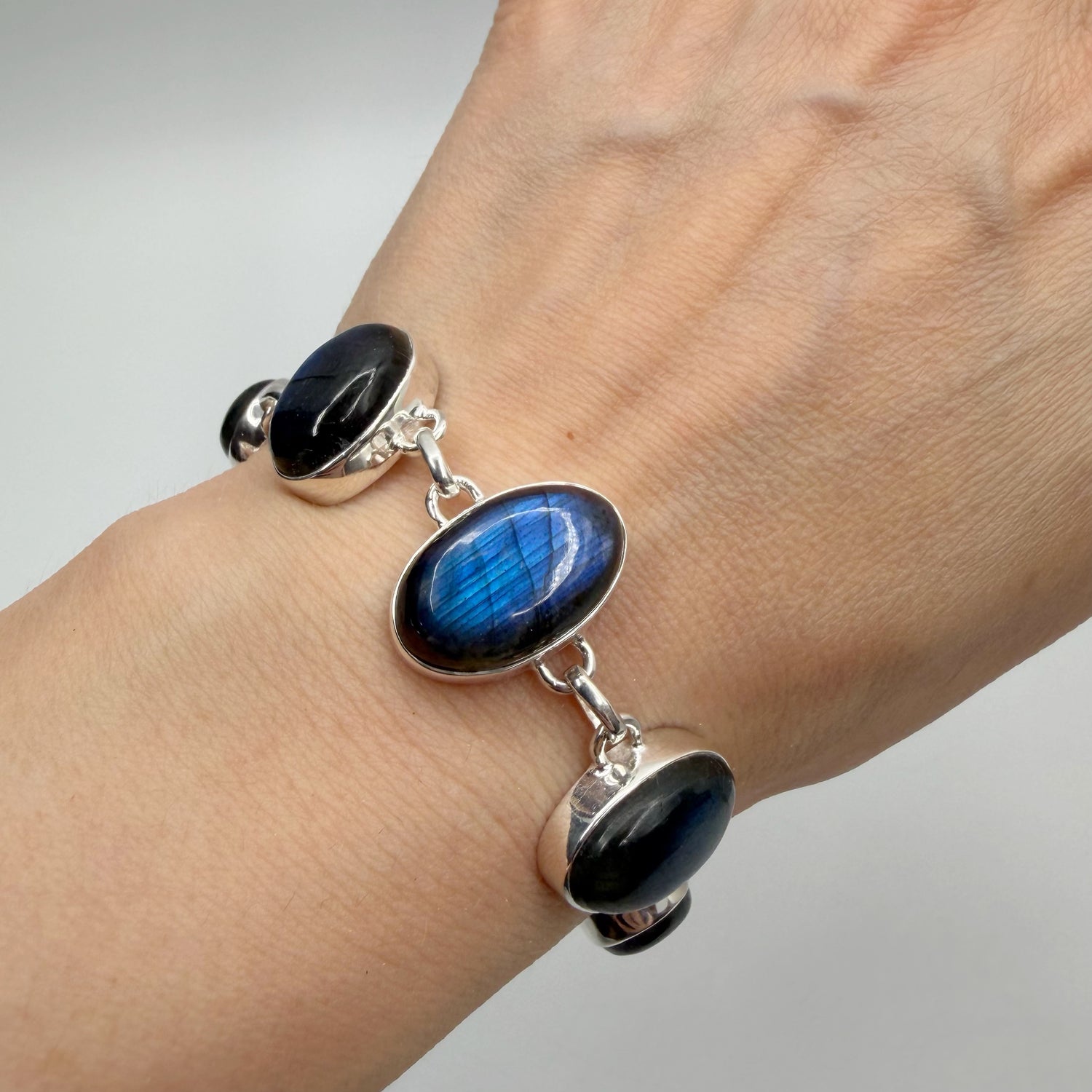 Bracciale Labradorite e Argento 925 - Ovale