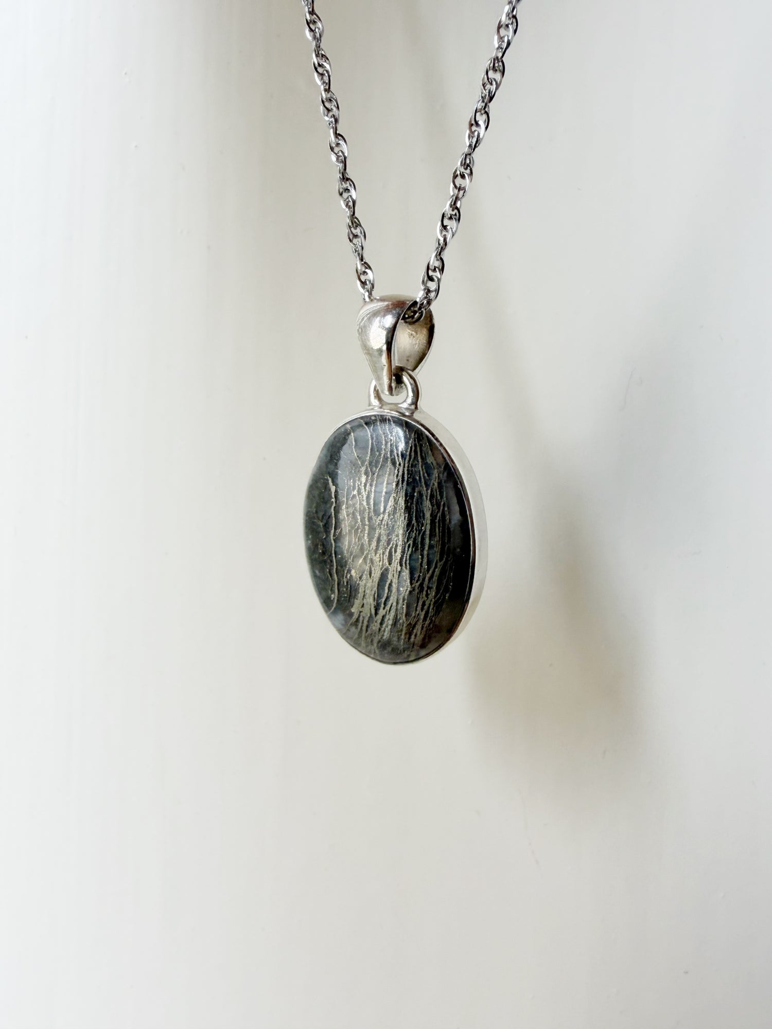 Ciondolo Pirite Feather (piuma) - Argento 925