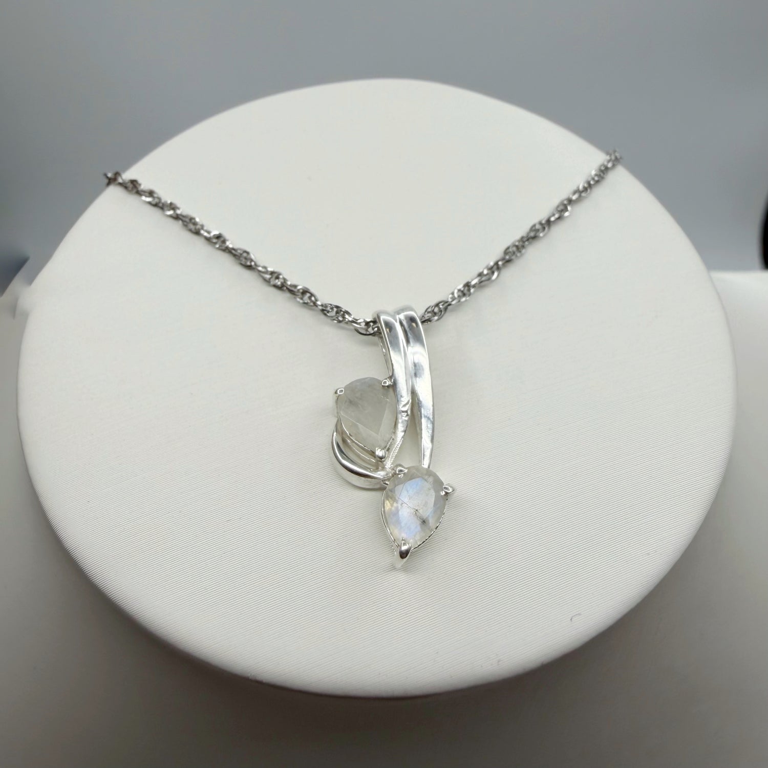 Ciondolo Double Labradorite Bianca - Argento 925