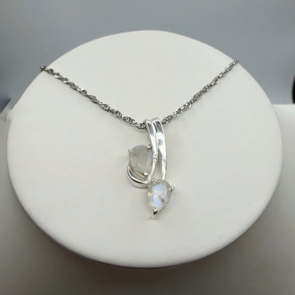 Ciondolo Double Labradorite Bianca - Argento 925