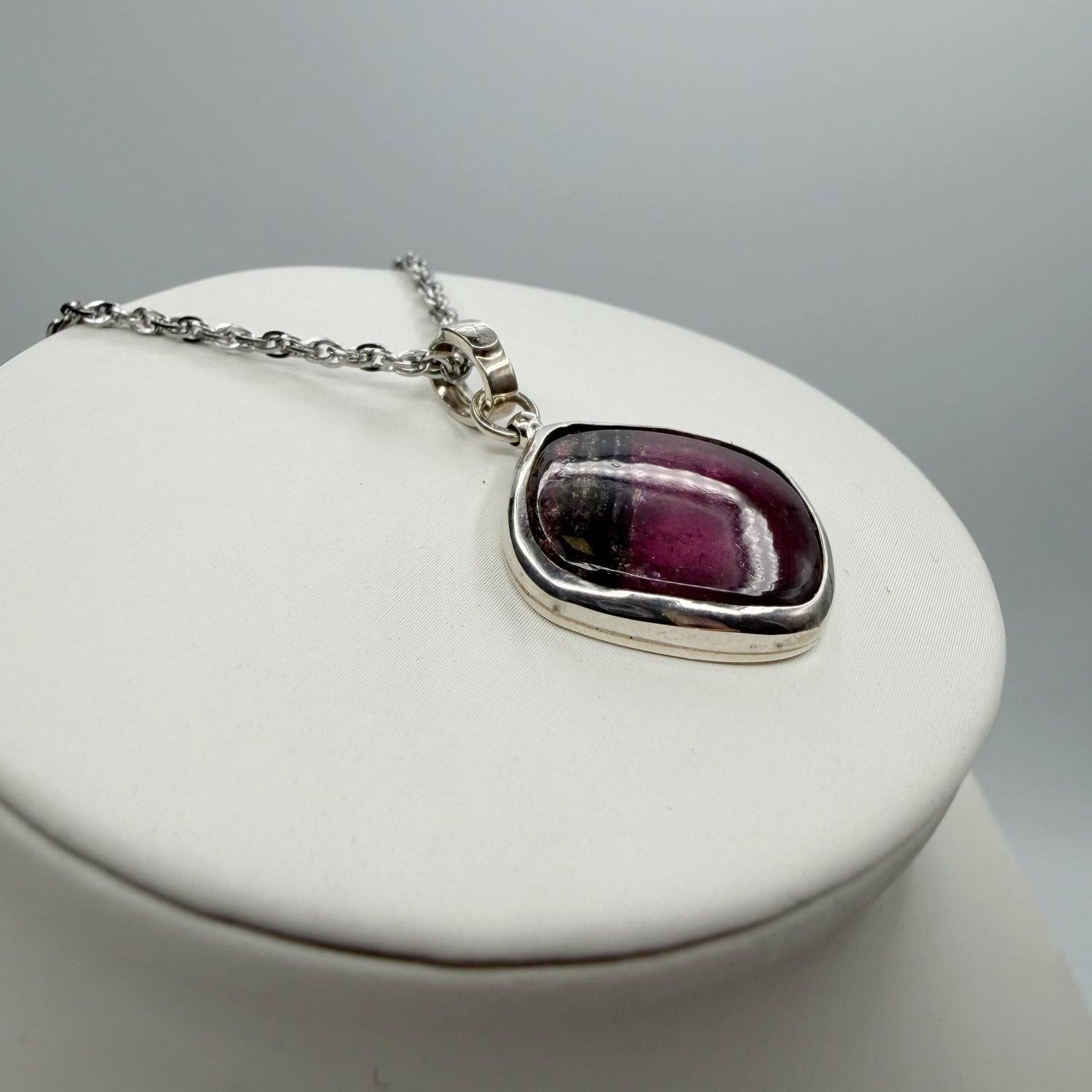 Ciondolo Tormalina Rosa Watermelon Rombo - Argento 925