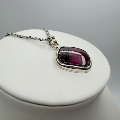 Ciondolo Tormalina Rosa Watermelon Rombo - Argento 925