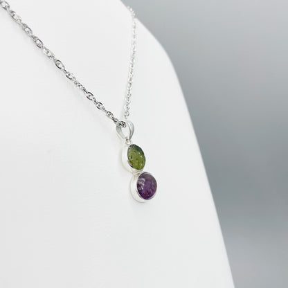 Ciondolo Moldavite e Super Seven - Argento 925