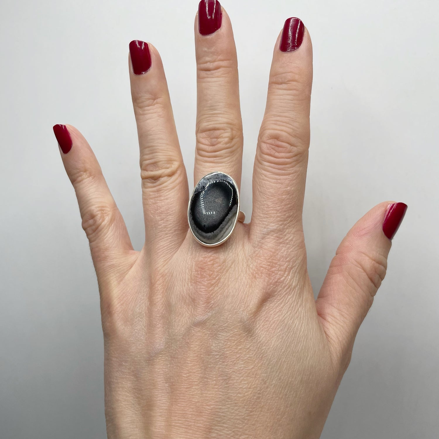 Anello Agata dendritica Ovale - Argento 925