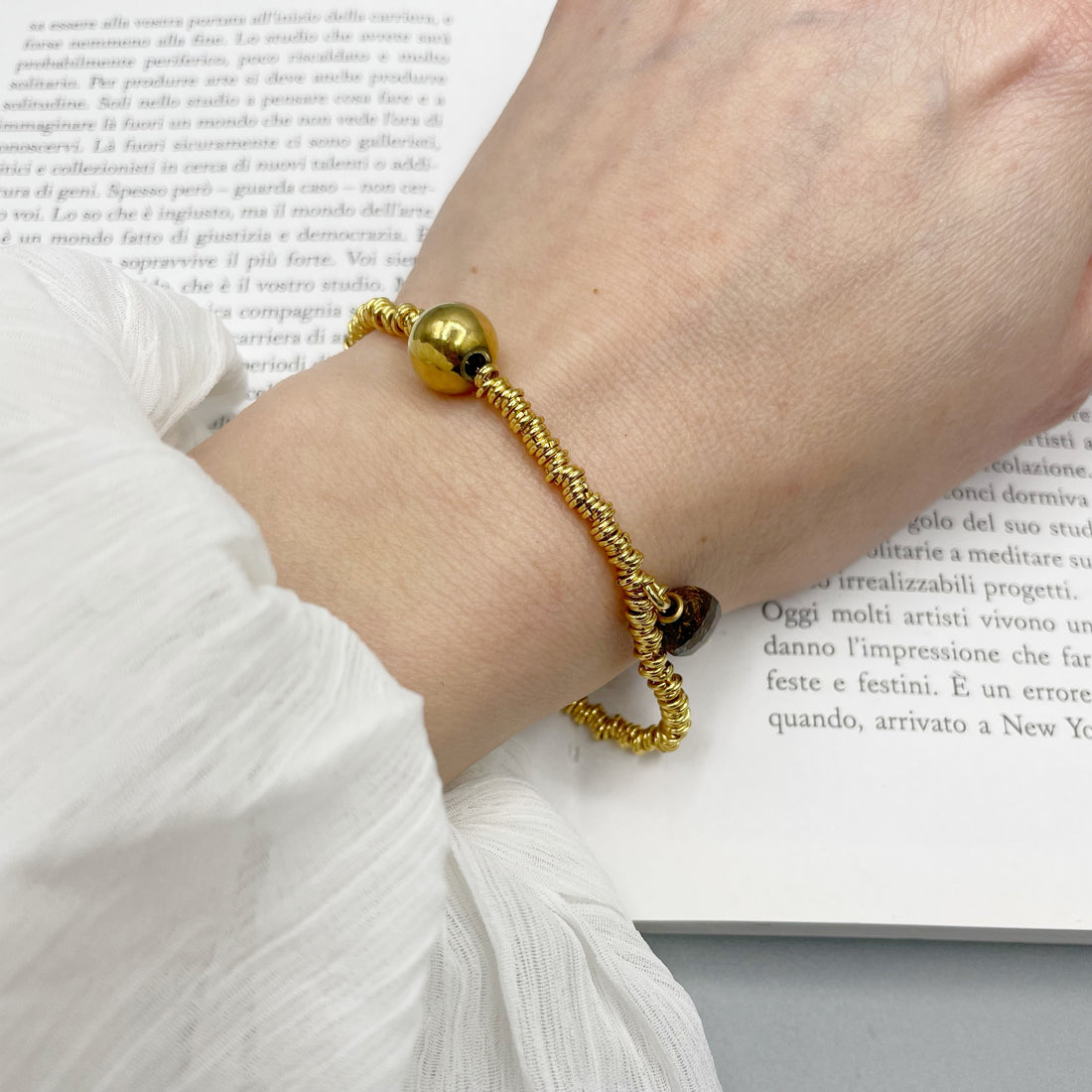 Bracciale Salute e Benessere Gold - Quarzo Ematoide e Bronzite