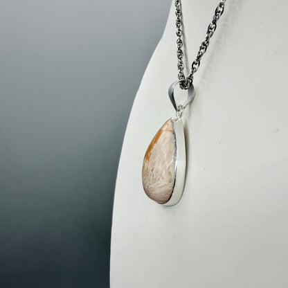 Ciondolo Scolecite Rosa Argento 925 | a Goccia