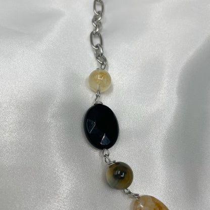 Collana lunga Occhio di Falco, Onice, Quarzo Golden Healer