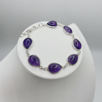 Bracciale Ametista a Goccia - Argento 925