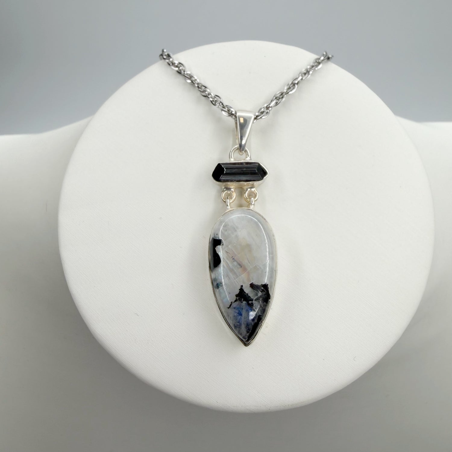 Ciondolo Labradorite e Tormalina - Argento 925