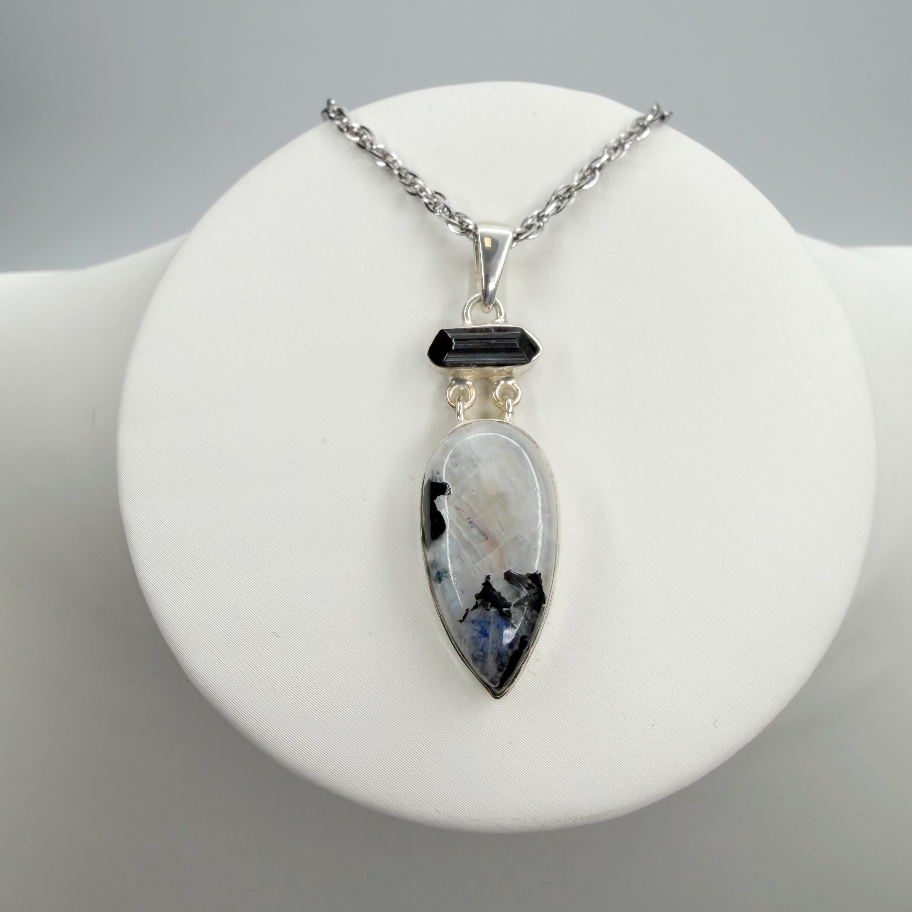 Ciondolo Labradorite e Tormalina - Argento 925