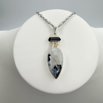 Ciondolo Labradorite e Tormalina - Argento 925