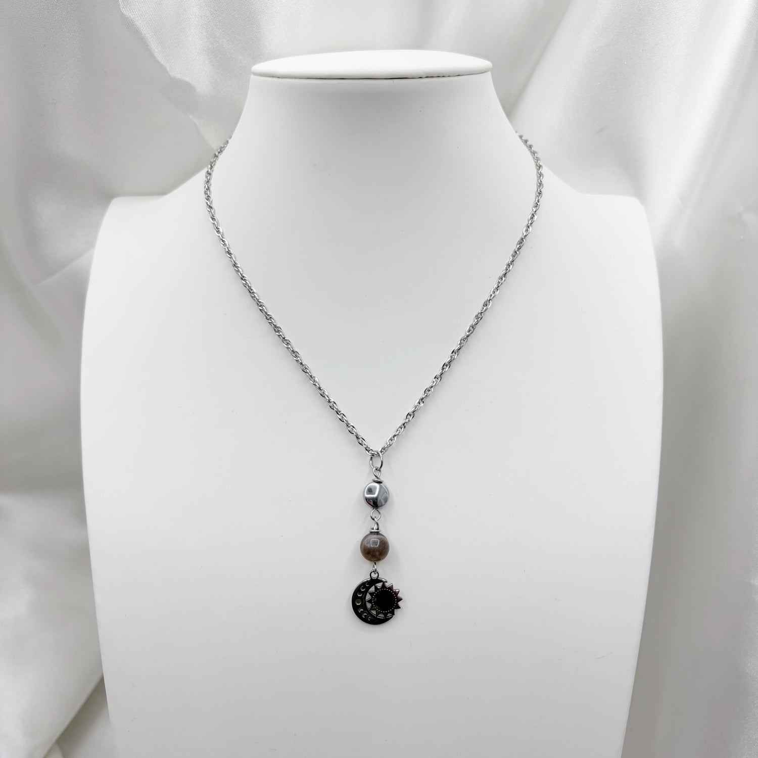 Collana Joy - Pietra di Luna nera ed Ematite