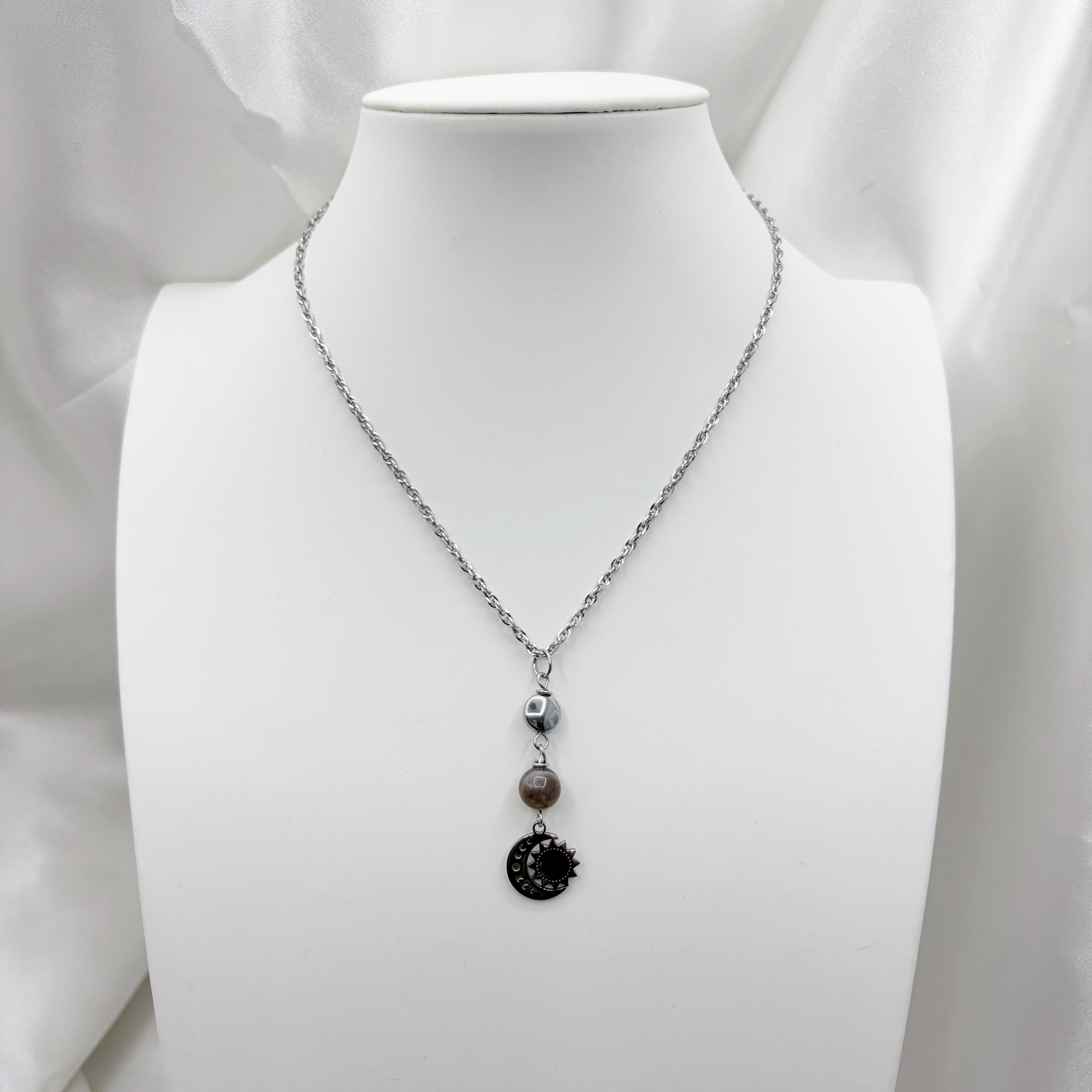 Collana Joy - Pietra di Luna nera ed Ematite