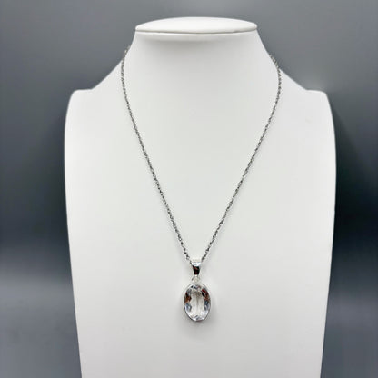 Ciondolo Cristallo di Rocca e Argento 925 - Ovale