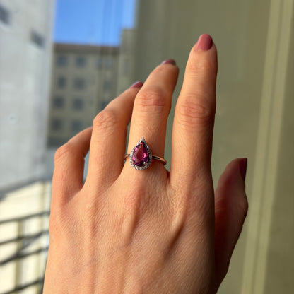 Anello Fluorite Rosa - Argento 925 - Goccia