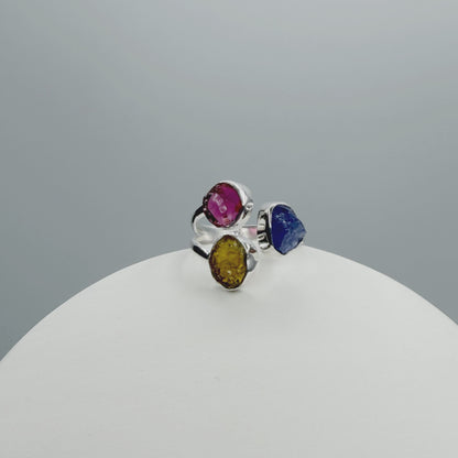 Anello Tanzanite e Tormalina Policroma - Argento 925