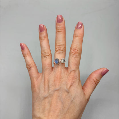 Anello Labradorite e Quarzo Tormalinato - Argento 925