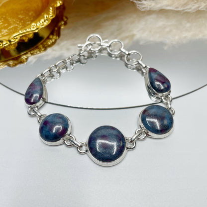 Bracciale Rubino in Cianite e Argento 925 - tondo
