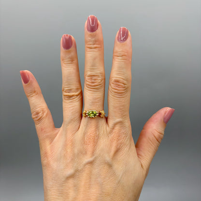 Anello Peridoto e Granato | Argento 925 placcato oro 14k - NON REGOLABILE