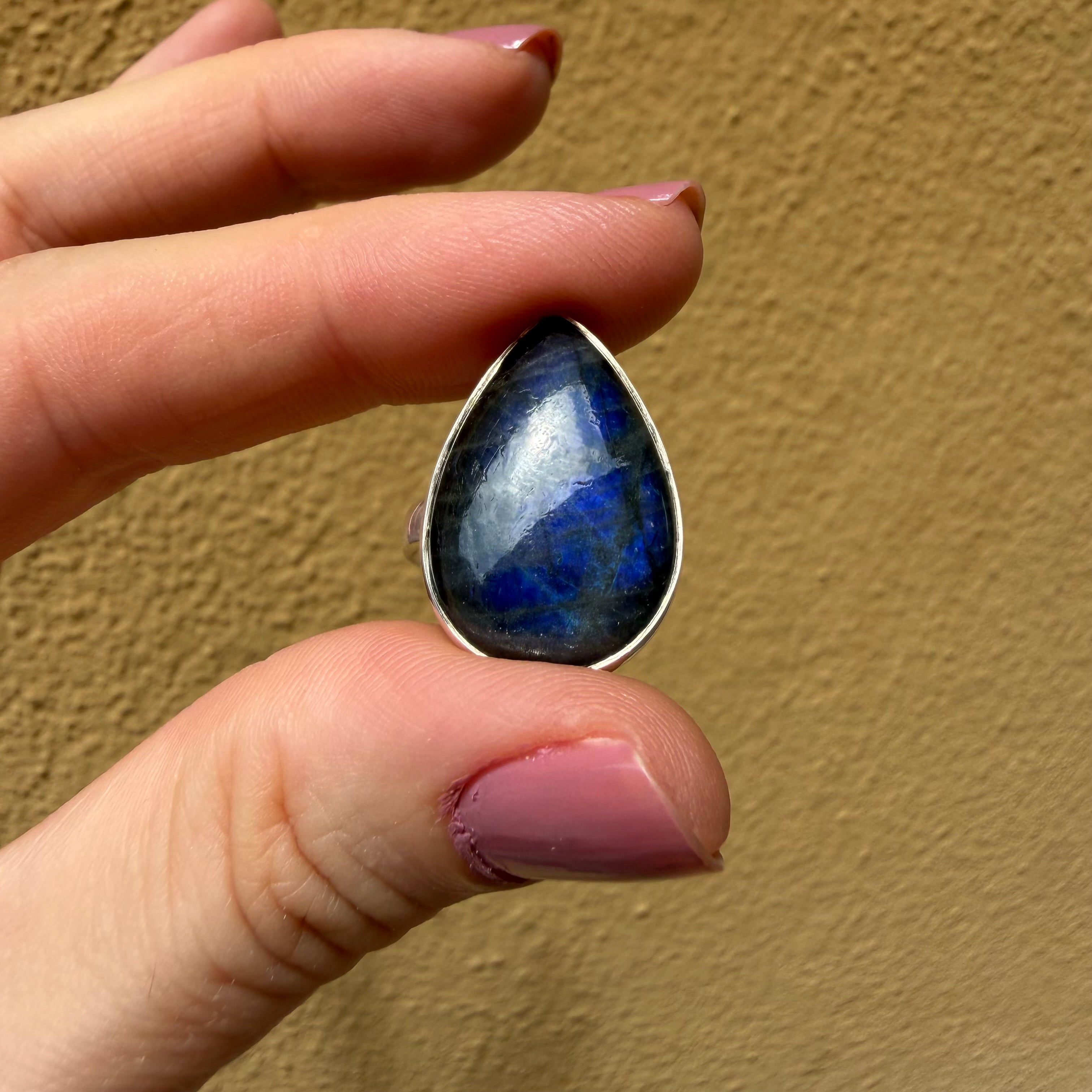 Anello Labradorite a Goccia - Argento 925