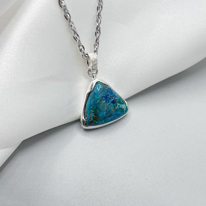 Ciondolo Crisocolla Triangolo - Argento 925