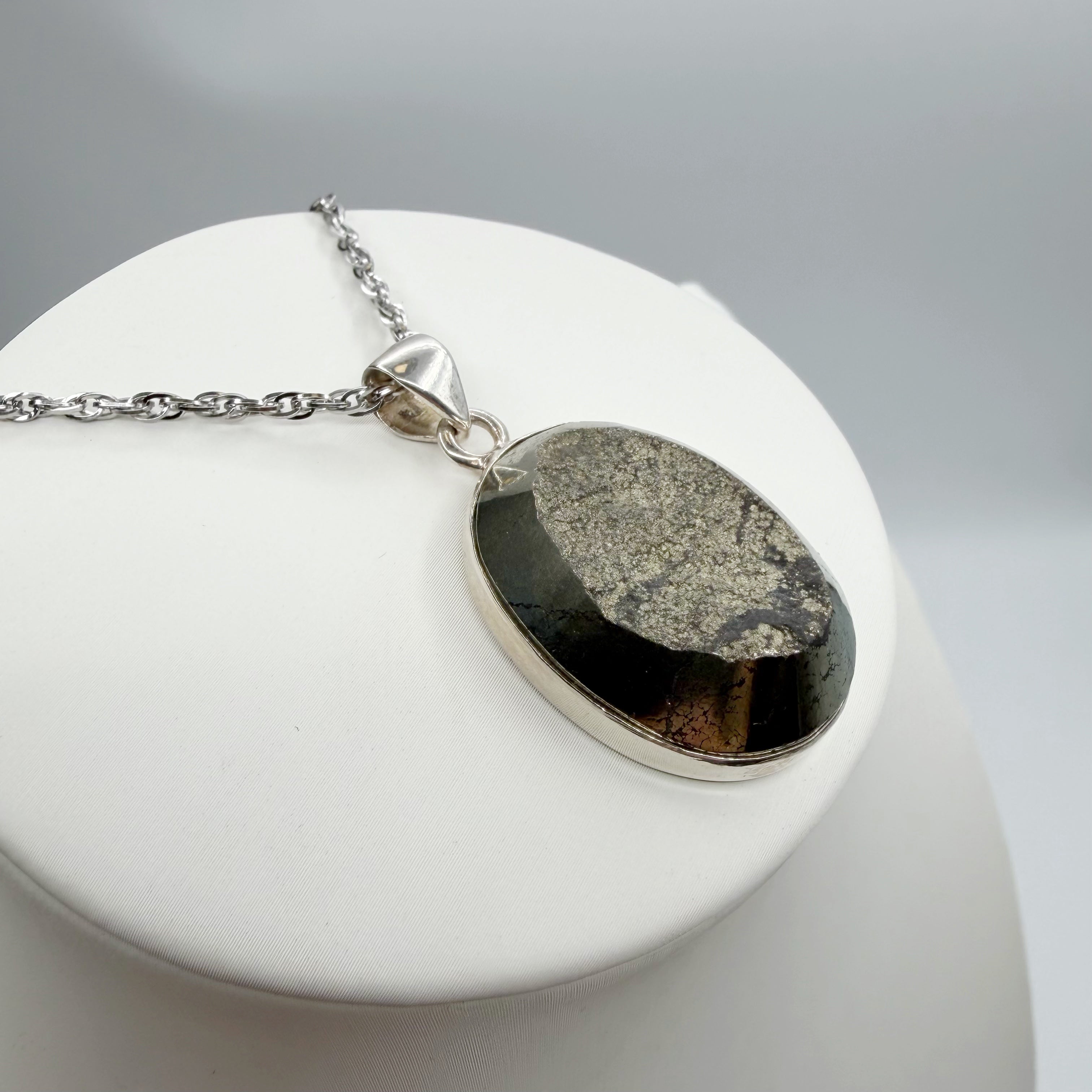 Ciondolo Pirite Grezza - Argento 925 - Ovale