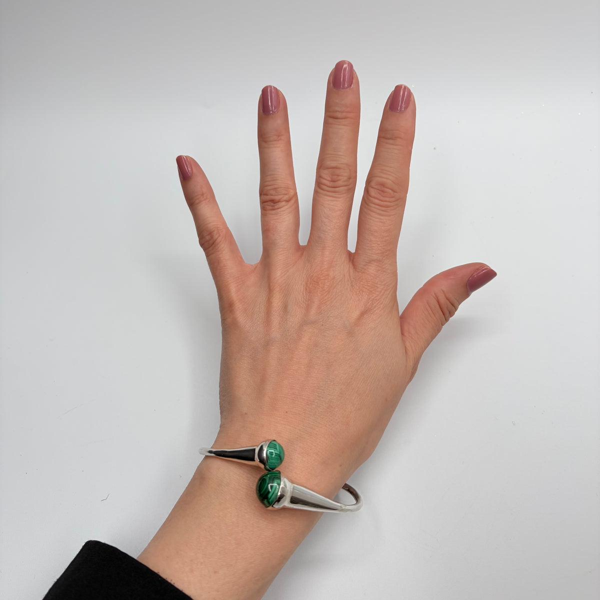 Bracciale Rigido di Malachite e Argento 925