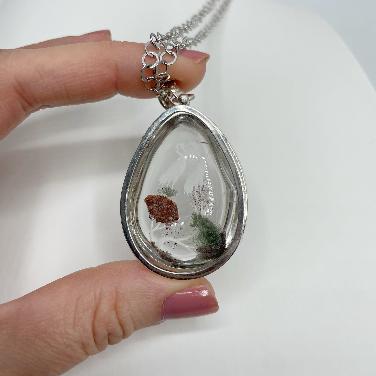 Ciondolo Lodolite intarsiato a Mano - Argento 925