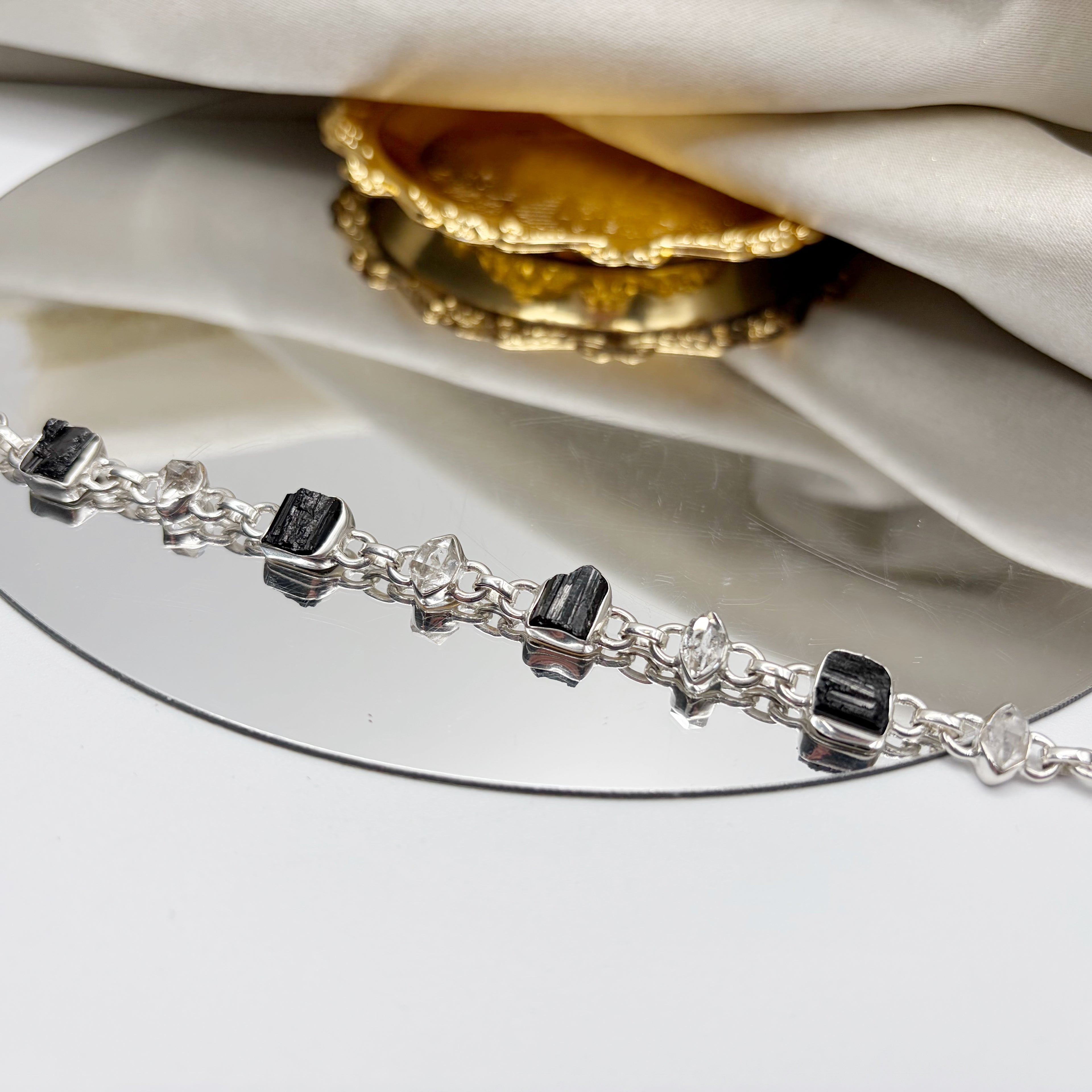 Bracciale Tormalina e Diamante Herkimer - Argento 925