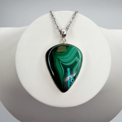 Ciondolo Malachite Triangolare - Argento 925