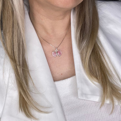 Ciondolo Farfalla Tormalina Rosa e Argento 925