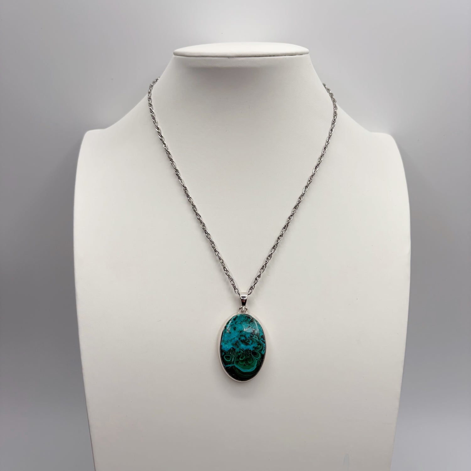 Ciondolo Malachite e Crisocolla Argento 925 - Ovale