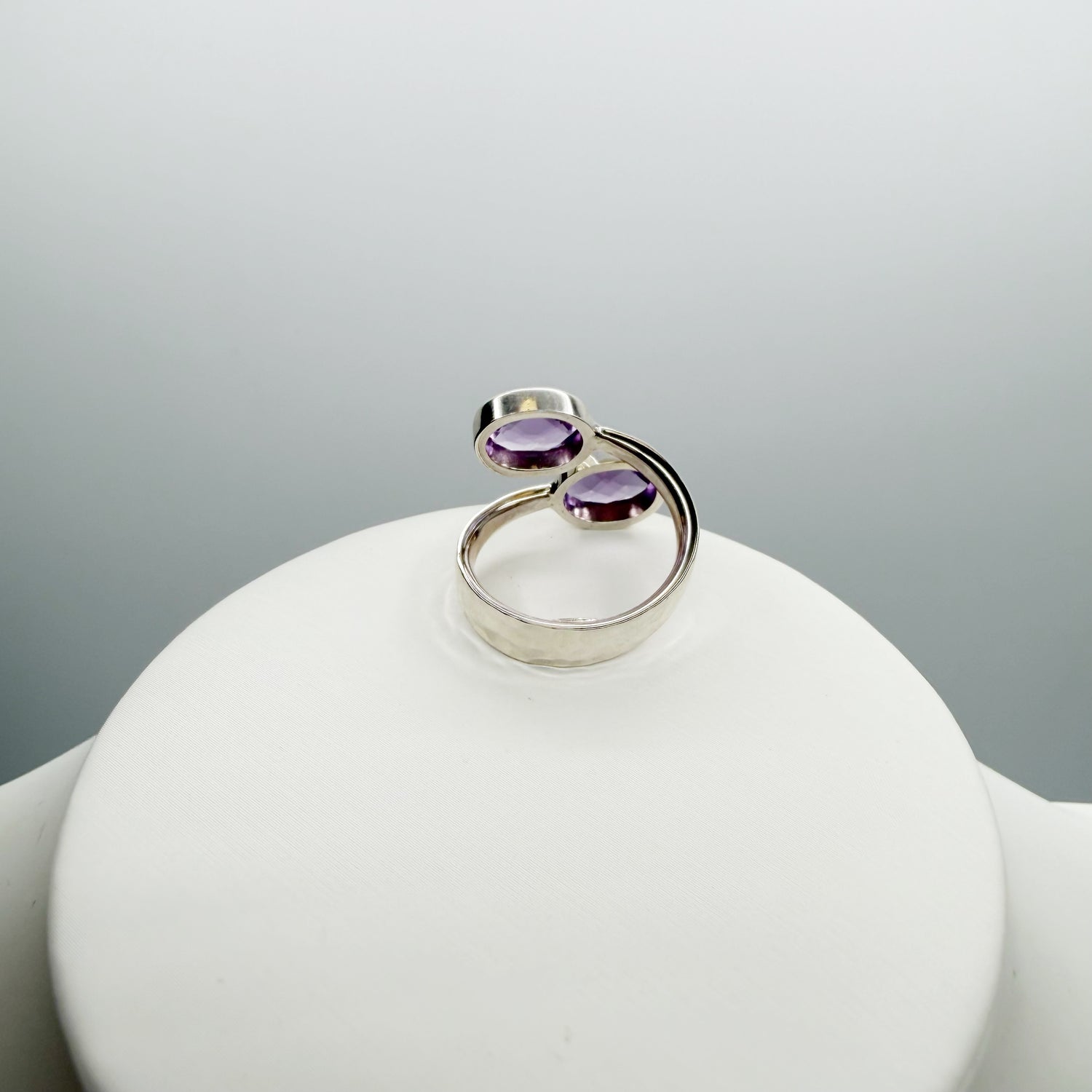 Anello Double Ametista Sfaccettata - Argento 925