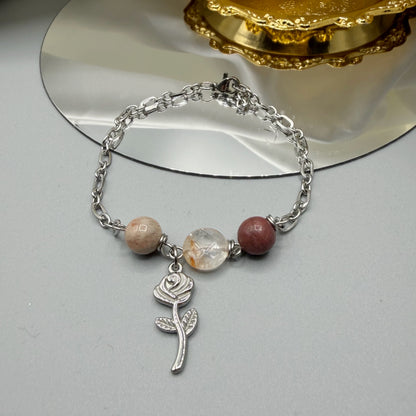 Bracciale Calma e Serenità - Pietra di Luna, Quarzo Ematoide, Rodonite - LIMITED EDITION