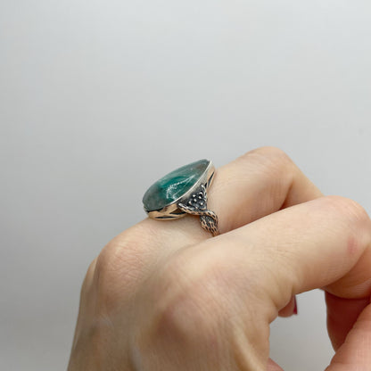 Anello Lepidolite Verde a Goccia - Argento 925