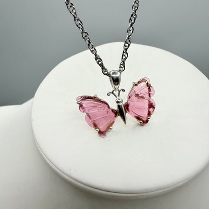 Ciondolo Farfalla Tormalina Rosa e Argento 925