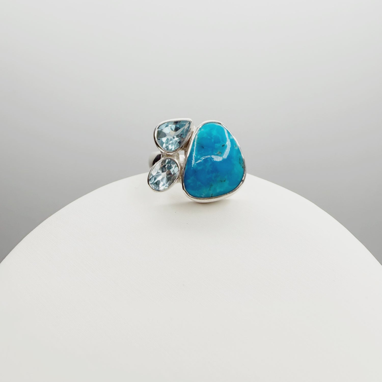 Anello Turchese Naturale e Topazio - Argento 925
