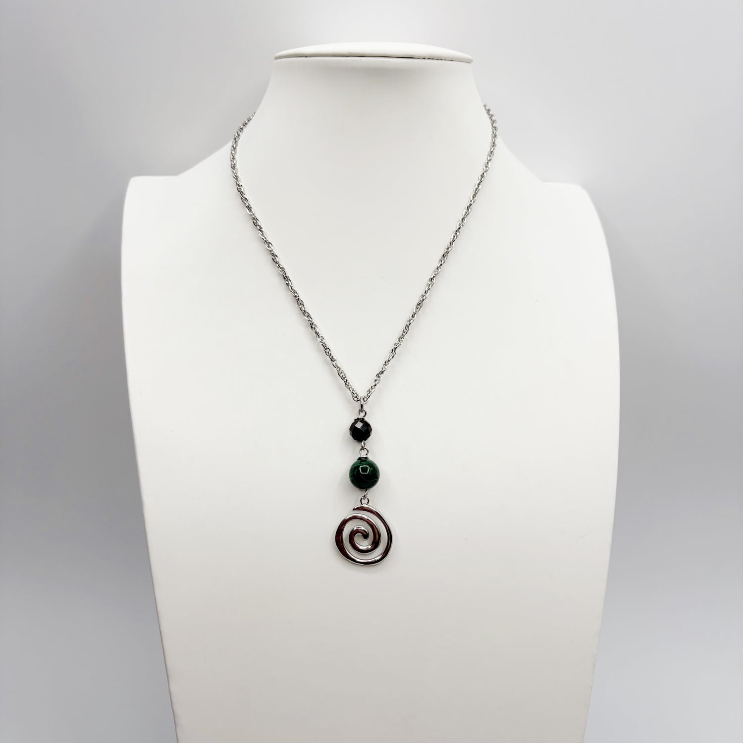 Collana Armonia e Protezione - Tormalina e Malachite - SILVER