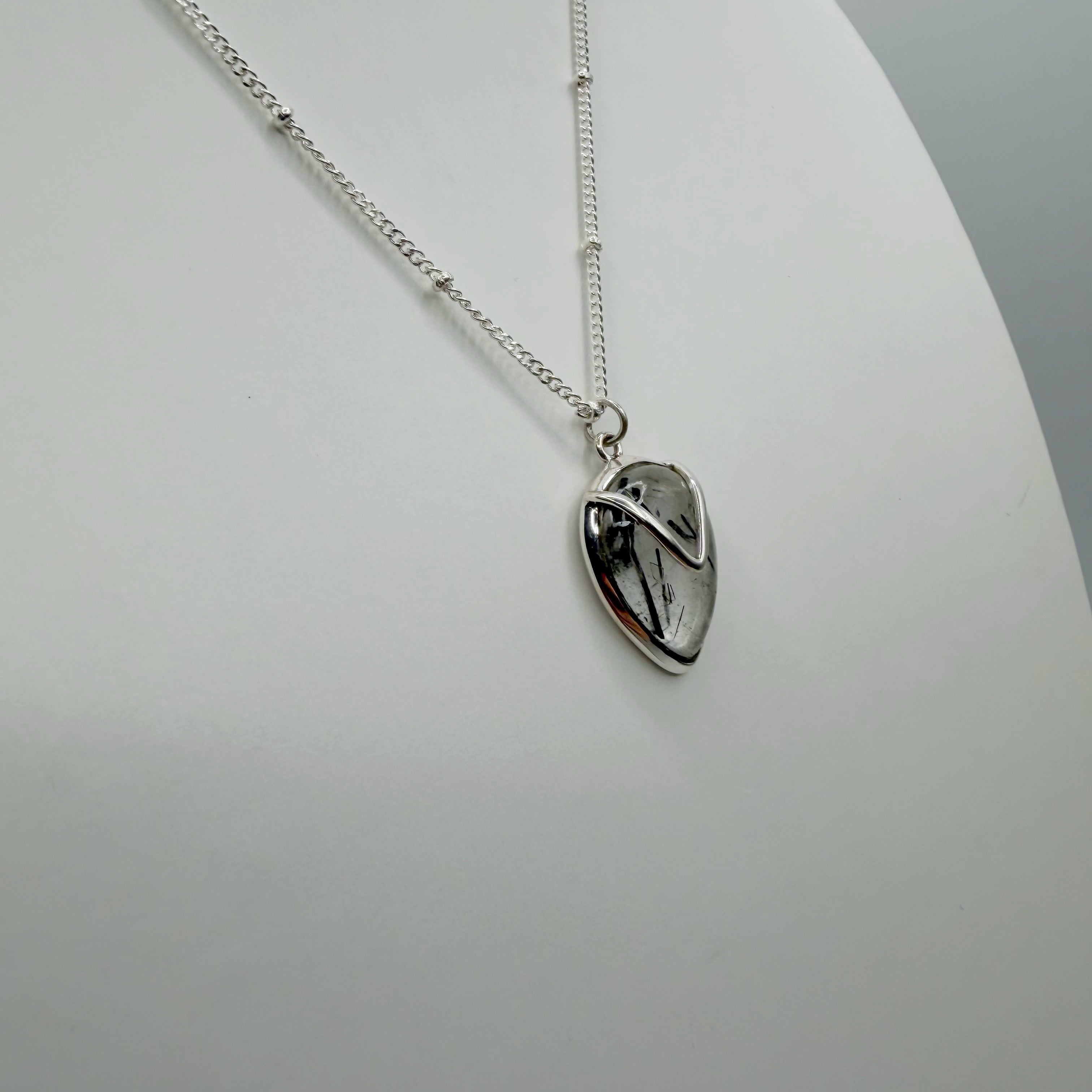 Collana Quarzo Tormalinato a Goccia - Argento 925