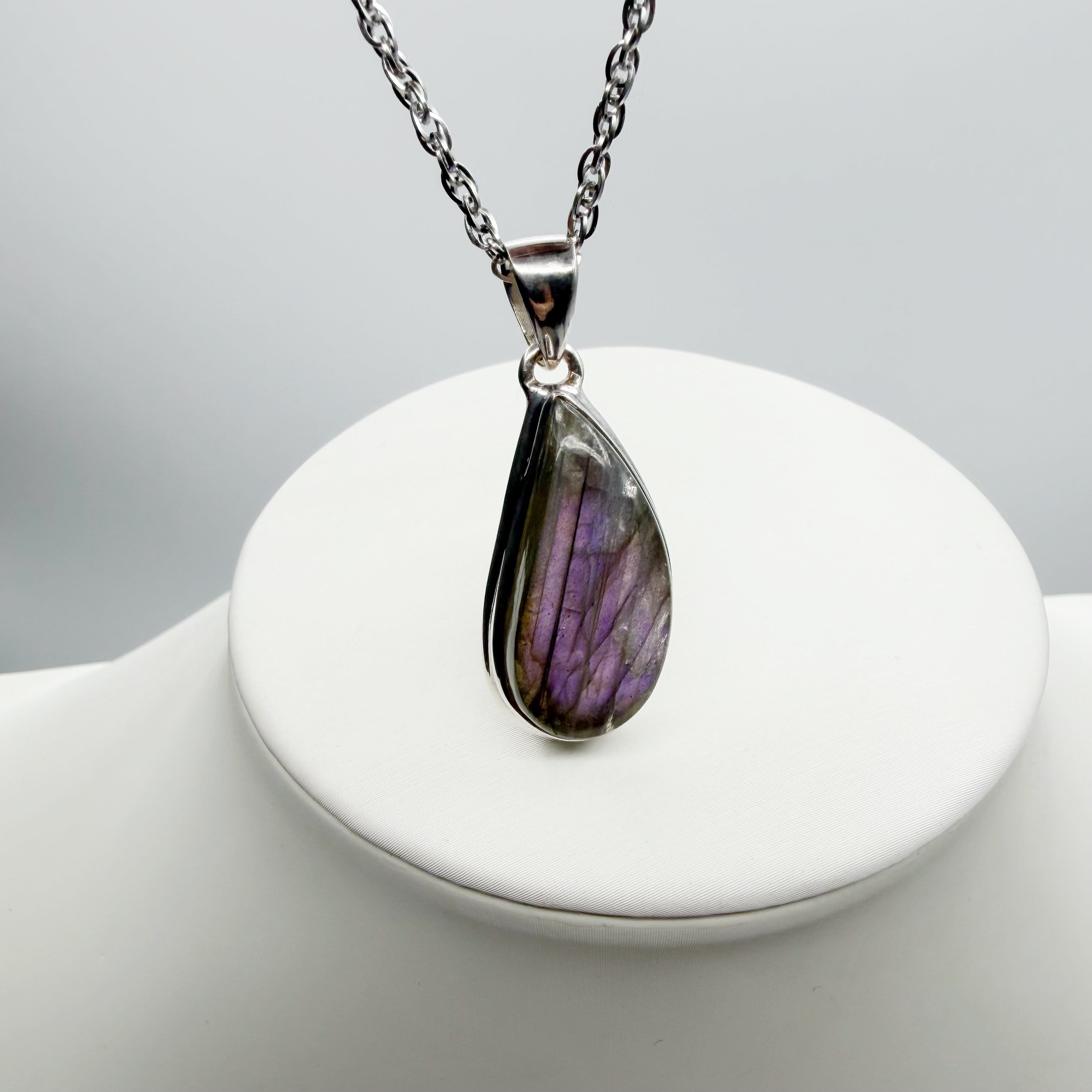 Ciondolo Labradorite Viola - Argento 925 a goccia